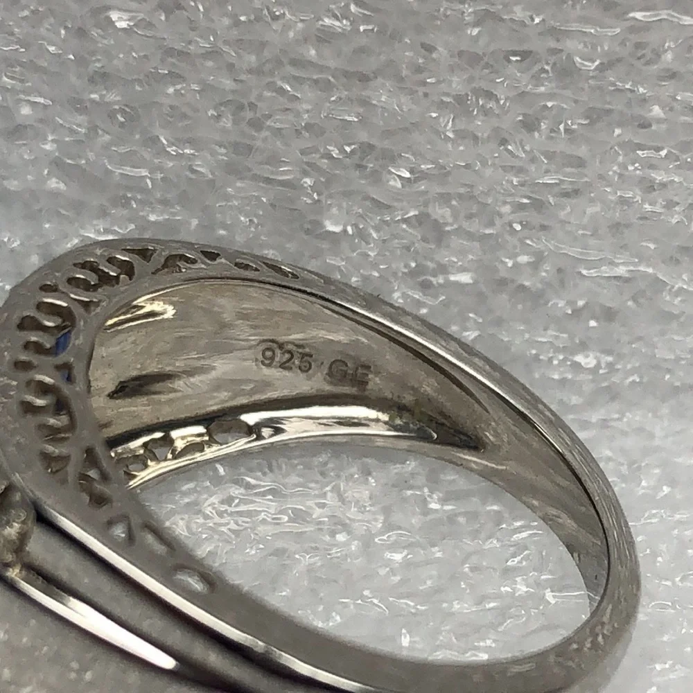 Blue Tanzanite & Zircon Sterlng Silver Ring